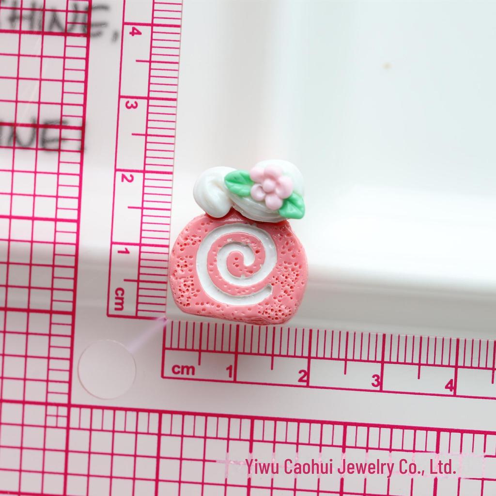 Sweet Fruit Cream Roll Cake Resin Dessert Hairpin Simulation DIY Accessory