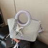 Shoulder Bag Small Basket Bag PU Shining Banquet Handbag Fashionable Sweet Star Silver Bag  Women