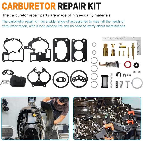 Carburetor Rebuild Kit 3302-804844002 1389-9562A1 1389-9563A1 for Mercruiser Marine 2 Barrel 165Hp (For Merc 3.7L, 224 cid, Inline