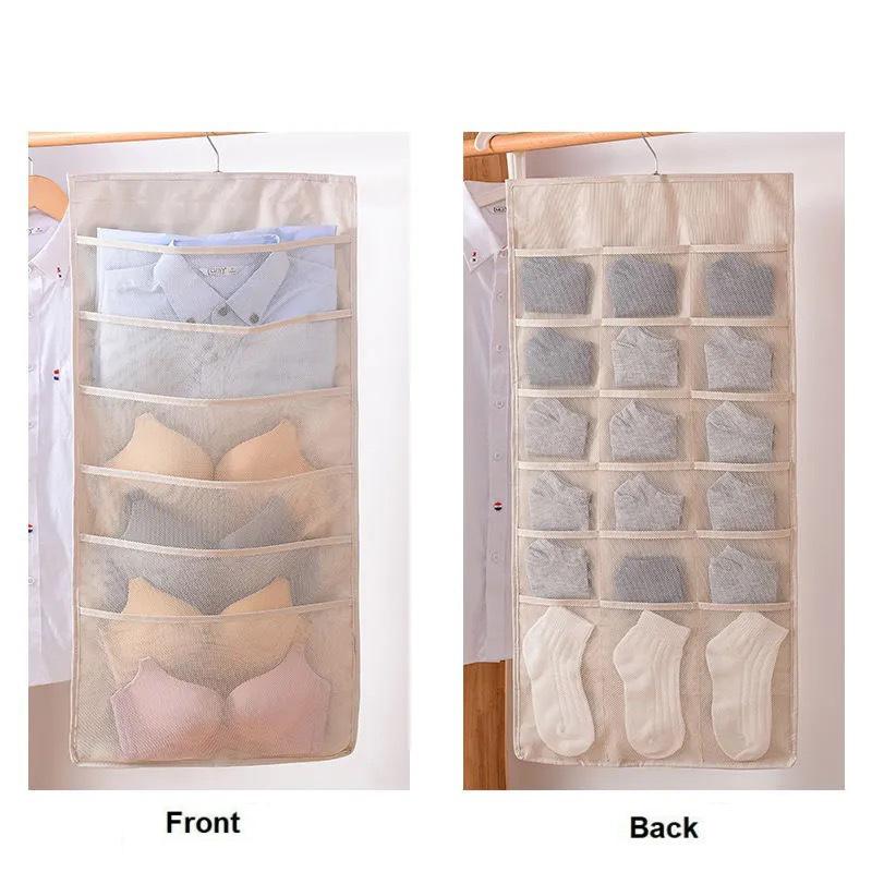 15/24/30/36 Pockets Double 2 Side Hanging Bag Bra Underwear Storage Organiser Tidy Hanger