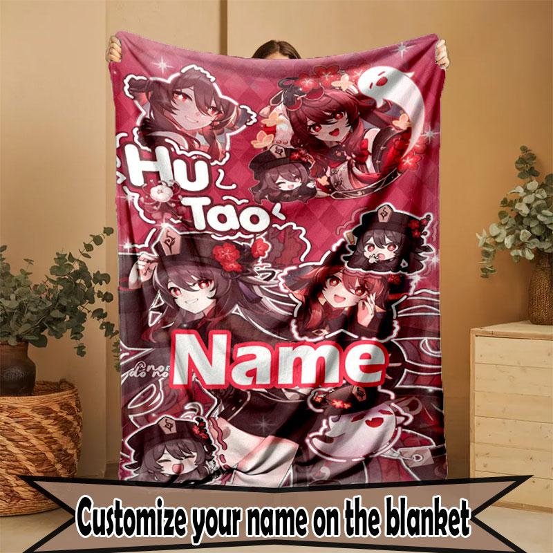 Custom Name Personalized Genshin Impact Print Blanket, Home Decor, Bedroom, Sofa, Camping, Couch, Gifts for Birthday Christmas