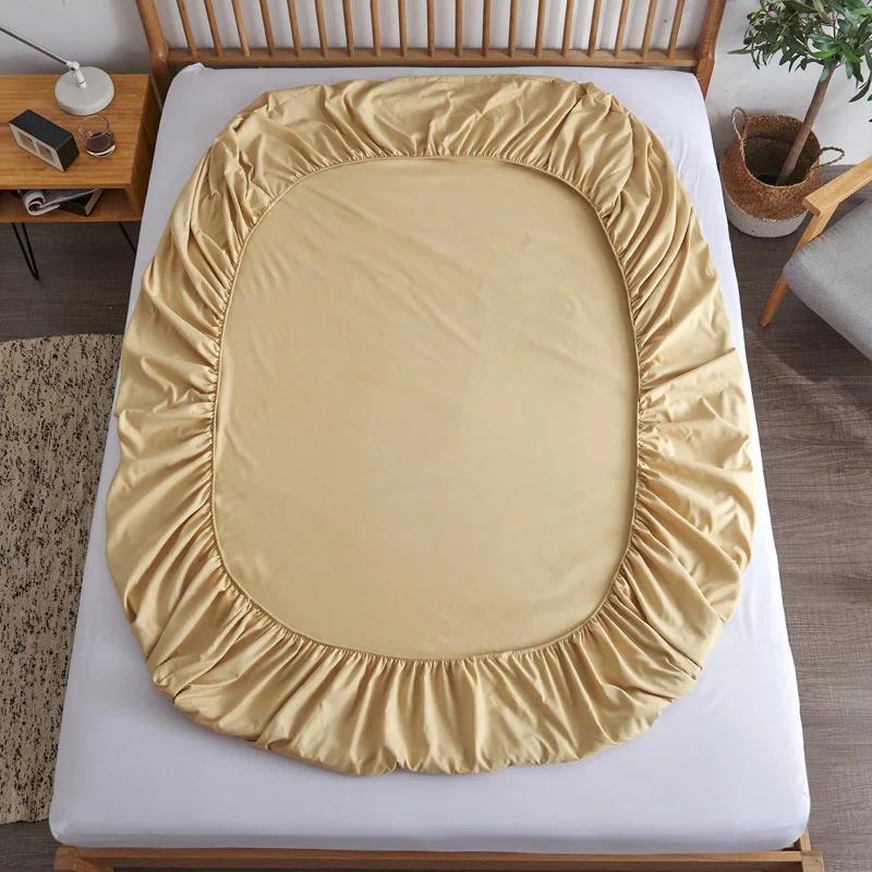 

Washed Cotton Fitted Sheet with Elastic Bands Non Slip Adjustable Mattress Cover for Double King Queen Bed90x200/150x200/180x200 90CMx200CMx10CM жёлтый