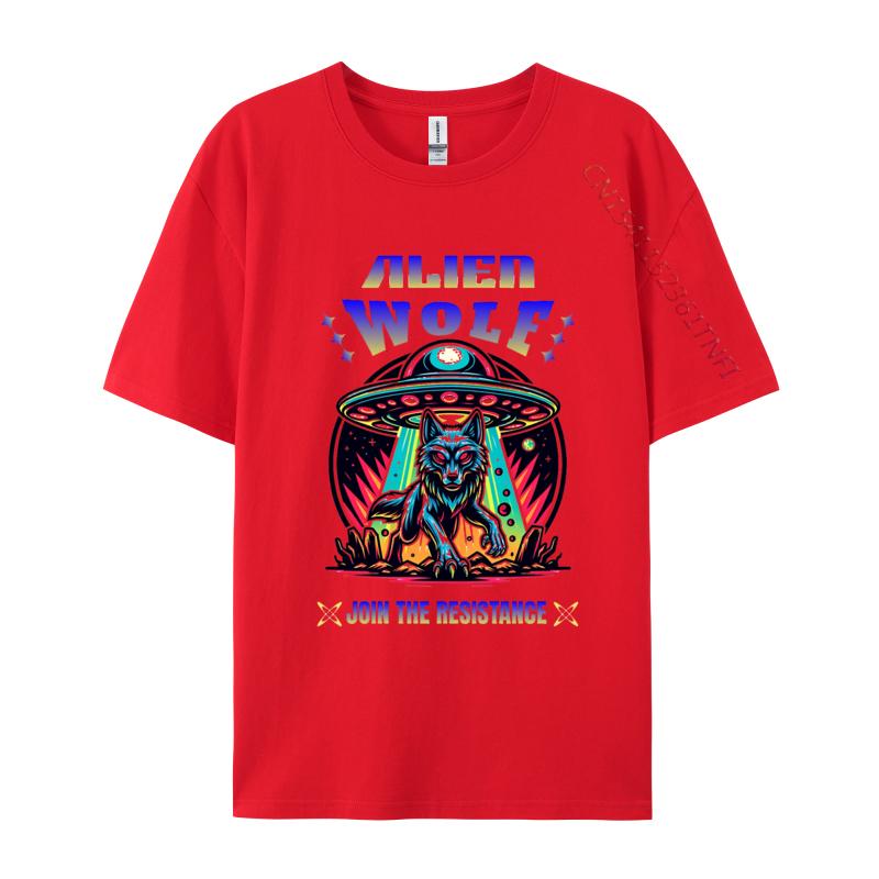 Alien Wolf TShirt Join The Resistance Funny T Shirt Cotton Tops Tees for Male Black Large Graphic Tees