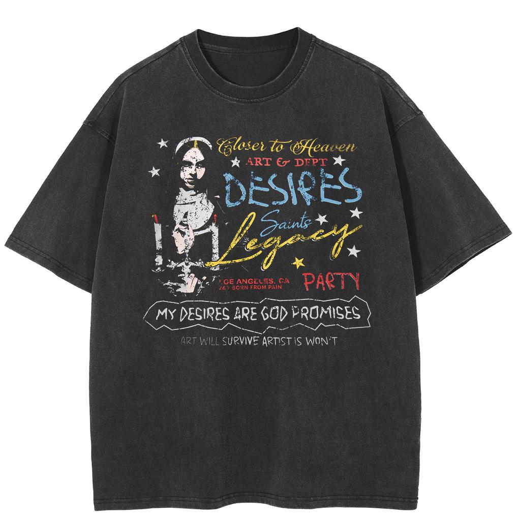 benber vintage Streetwear GOD PROMISES Graphic TShirt Cotton Tshirt Unisex Tops Tees Summer Short Sleeves T Shirt S