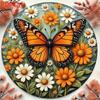 Vintage Metal Sign Butterfly Daisy Floral Artwork Weatherproof Tin Plaque for Outdoor Garden Patio Wall Decor
