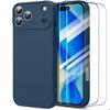 Protective Case - BOOLING - iPhone 17 Pro Max - Slim Silicone Navy Blue - 2 Tempered Glasses
