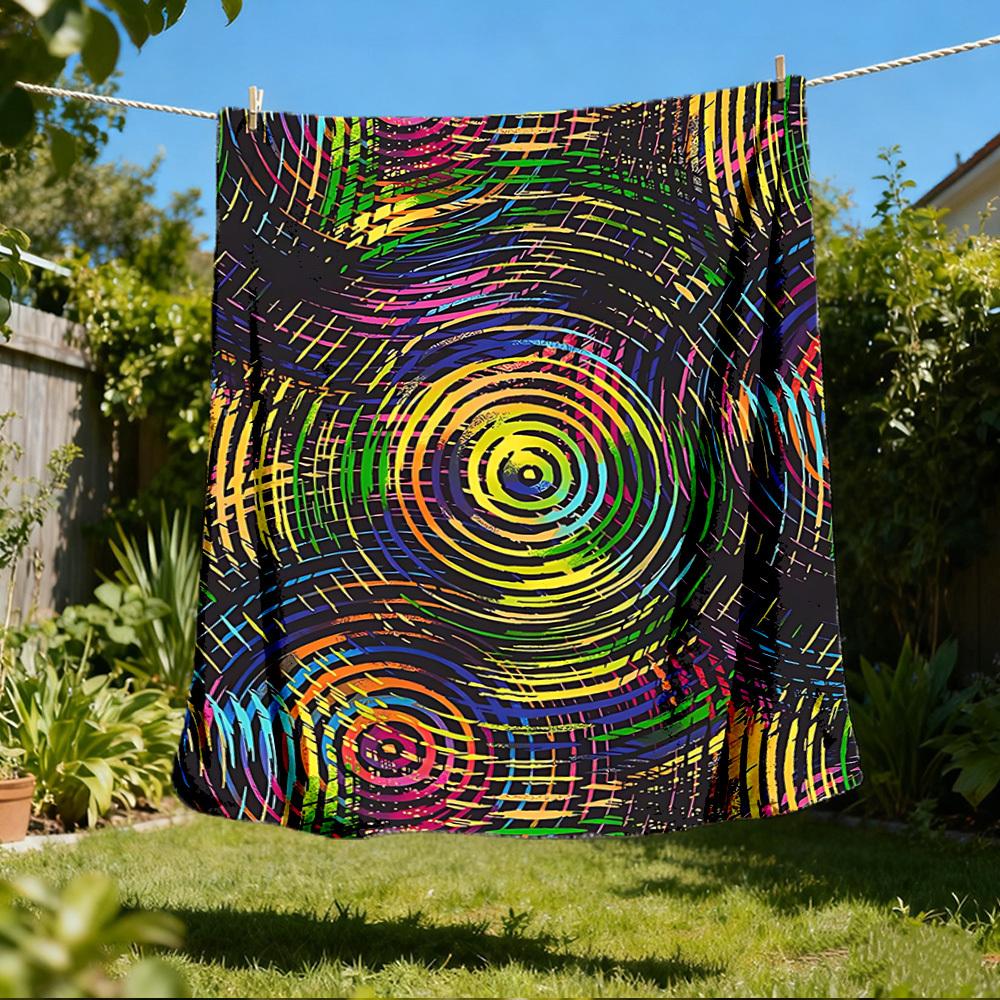 

1pc Colorful CirclesOutdoor Blanket, Soft And Comfortable Blanket, Casual Warm Outdoor Blanket, Good Birthday Gift yy260328051 75x90cm