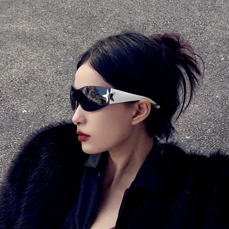 Damskie okulary przeciwsłoneczne bez oprawek w kształcie gwiazdy Y2K Hot Girl Style Okulary Hip Hop Fashion Okulary na imprezę na plaży