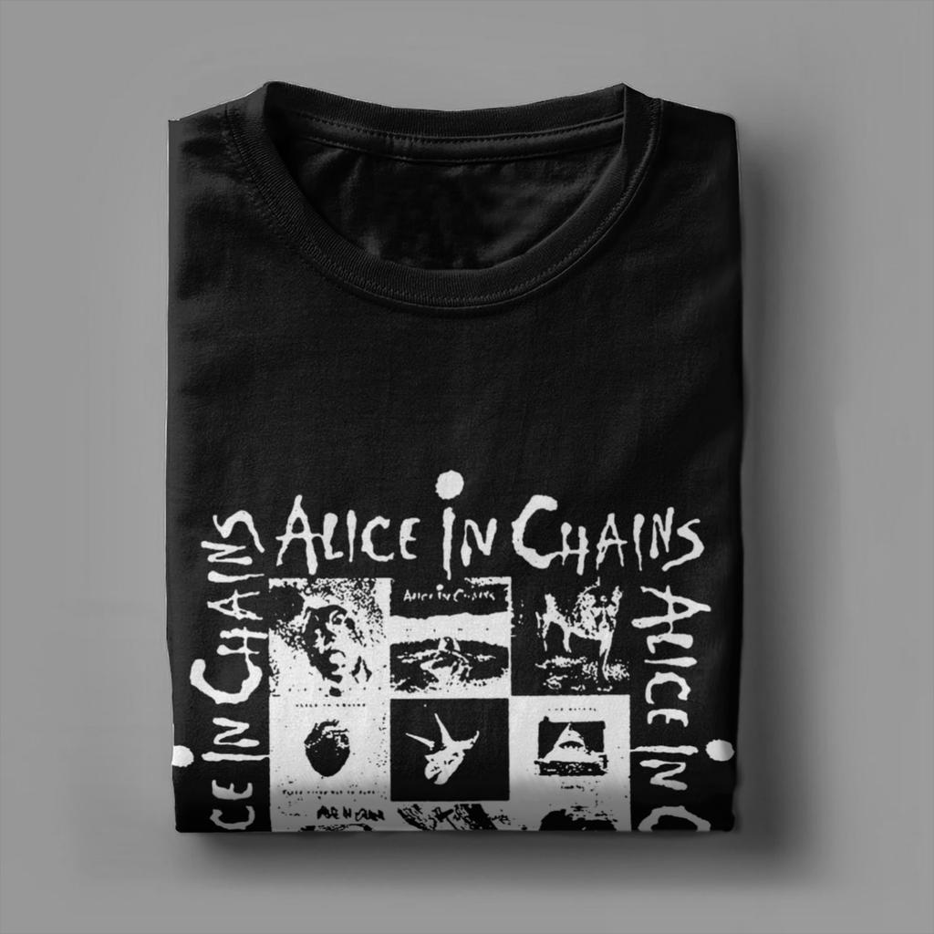 Camisetas de Rock Alice In Chains para Hombre Algodón Puro Camiseta Divertida Cuello Redondo Camisetas Manga Corta Ropa 4XL 5XL 6XL