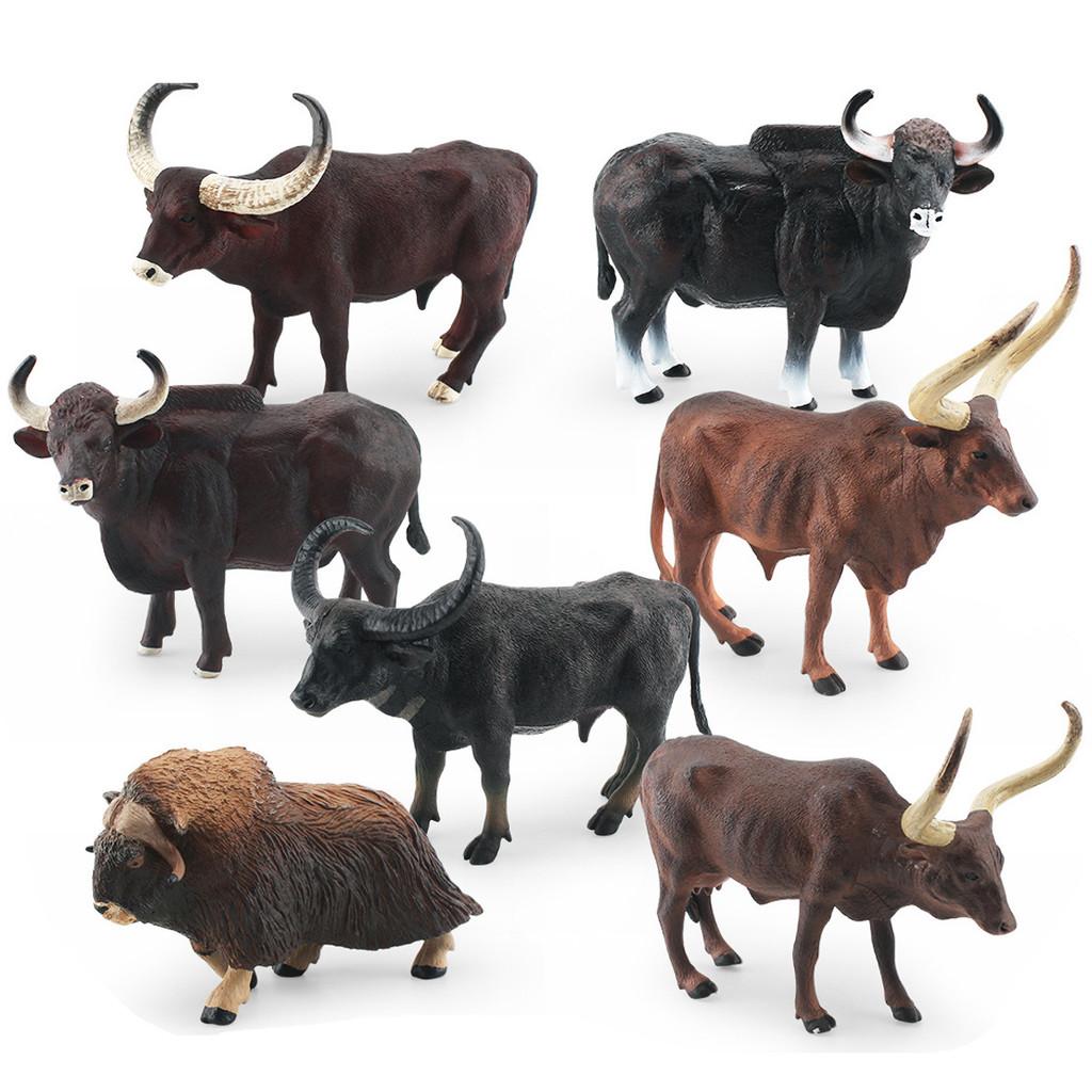 Lifelike Pvc Forest Animal Model Set Including Ankole Watusi And Water Buffalo Designs
