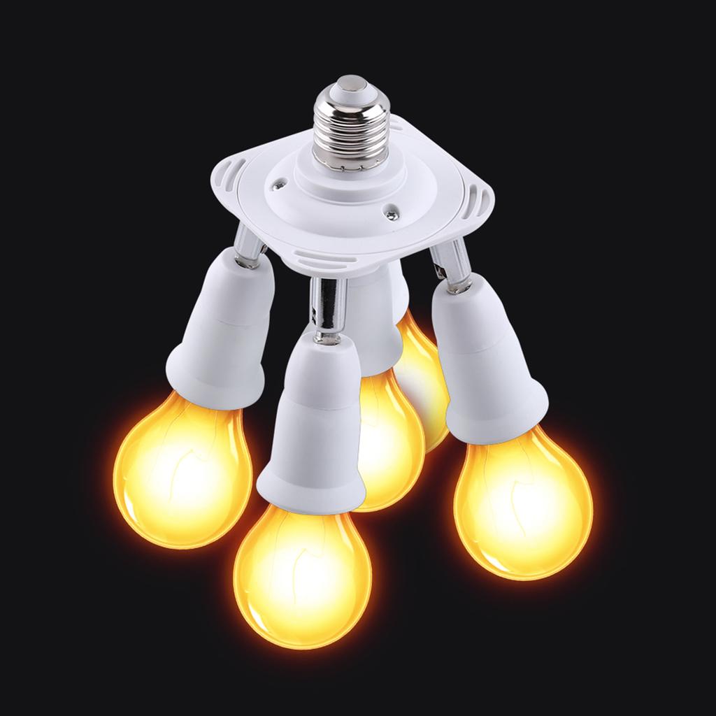 5 in 1   E27 To E27 Base Light Lamp Bulb Adapter Holder Socket Splitter New #3