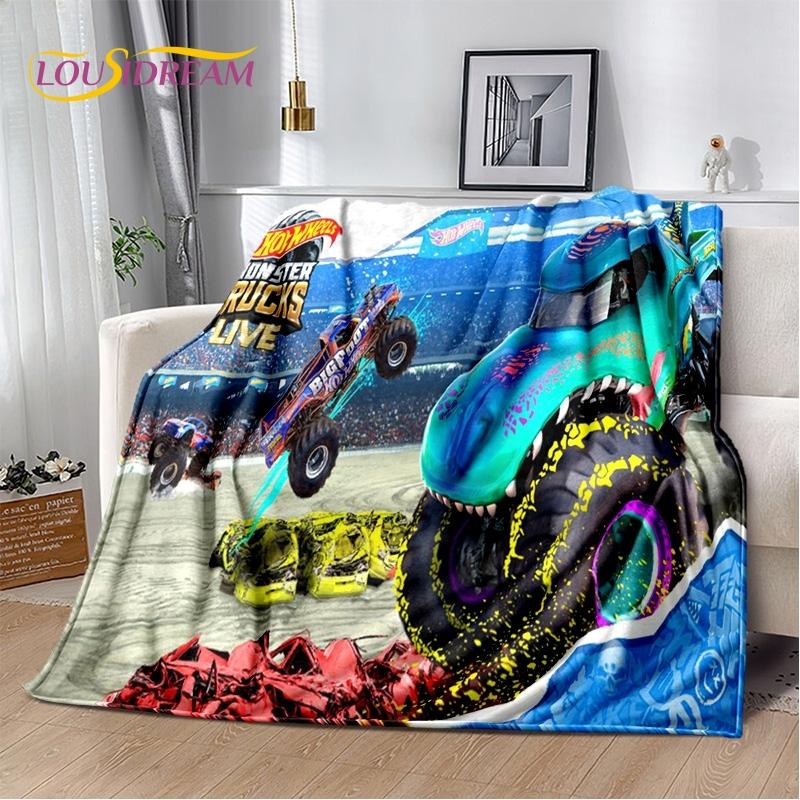 Monster Truck 3D Monster Jam Cartoon Soft Blankets,Keep Warm Throw Blanket Comfortable Blanket for Picnic Beds Sofa Home Bedroom