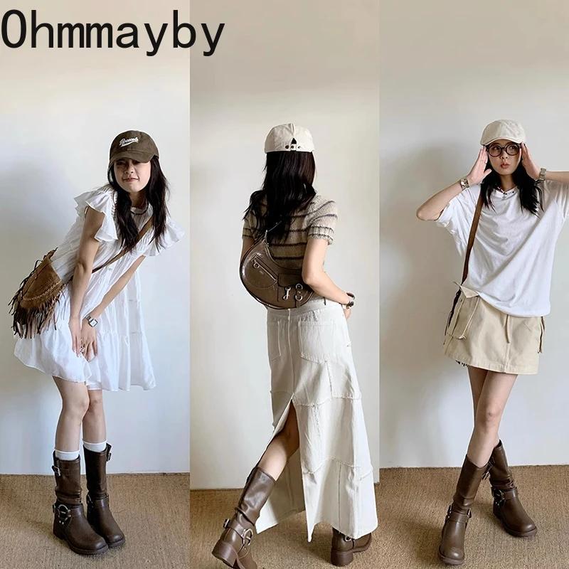 Winter-Cowboystiefel für Damen, modisch, zum Reinschlüpfen, lässige kurze Stiefel mit dicker Sohle, Mordern Botas