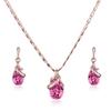 1 Set Women Necklace Elegant Luxury Noble Gift Red Waterdrop Rhinestone Inlaid Stud Earrings Kit Fashion Jewelry