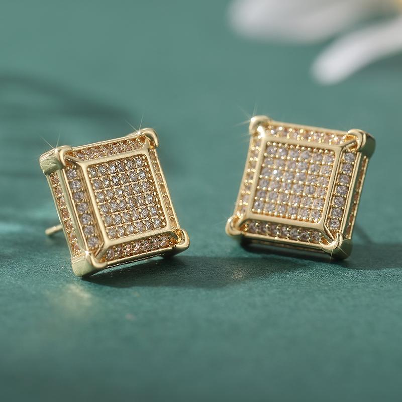 

Рок Хип-Хоп Ледяные Гвоздики Серьги Для Мужчин Мужские Женские Квадратные С Цирконами Золотого Цвета Пирсинг Ушные Аксессуары Трендовые Украшения