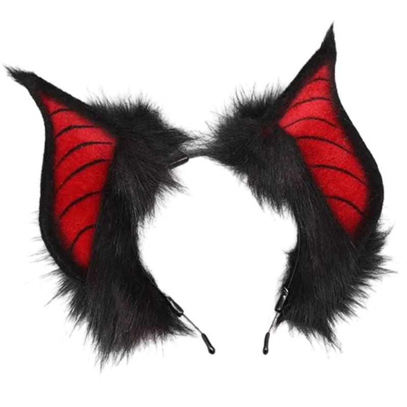 Bat Ears Headbands Teens Anime Cosplay Hairband Women Faux Furs Plush Hair Hoop for Cosplay and Themed Parties