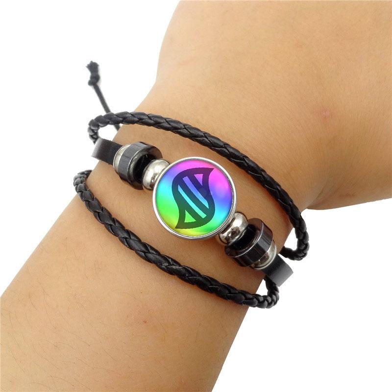 1 Stück Kindergeschenk Anime Mega Stein Pokemon Snap Geflochtenes Lederarmband Glas Cabochon Verstellbares Armband Schmuck für Frauen