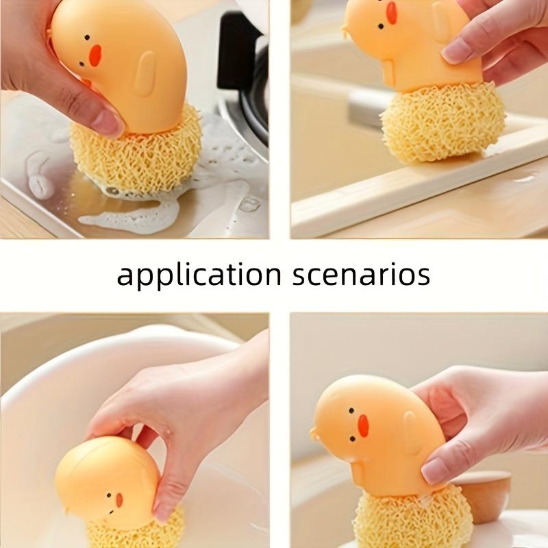 2 Stück Entenförmige Spülbürsten, Hochleistungs-Scheuerbürsten mit rutschfestem Sockel, Niedliches gelbes Entendesign für Küche, Badezimmer