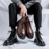 Neue Mode Schnür-Freizeit Herrenstiefel Herren Dicke Sohle Stiefeletten Trendige Bequeme Herren Klassische Schwarz/Braune Motorradstiefel