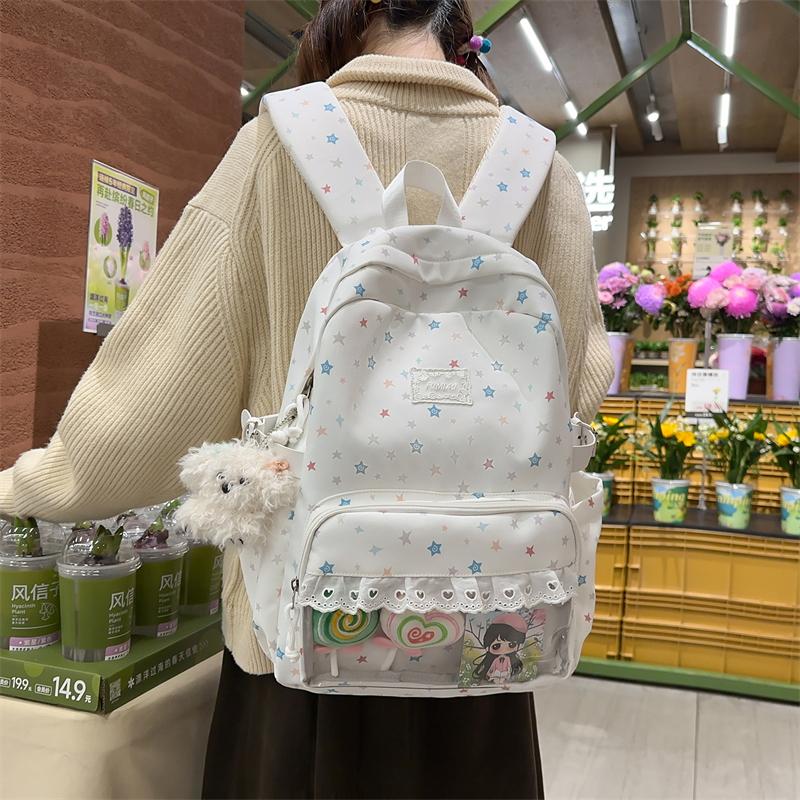 תרמיל נשים עם הדפס כוכבים, קיבולת גדולה, תיק בית ספר לתלמידים