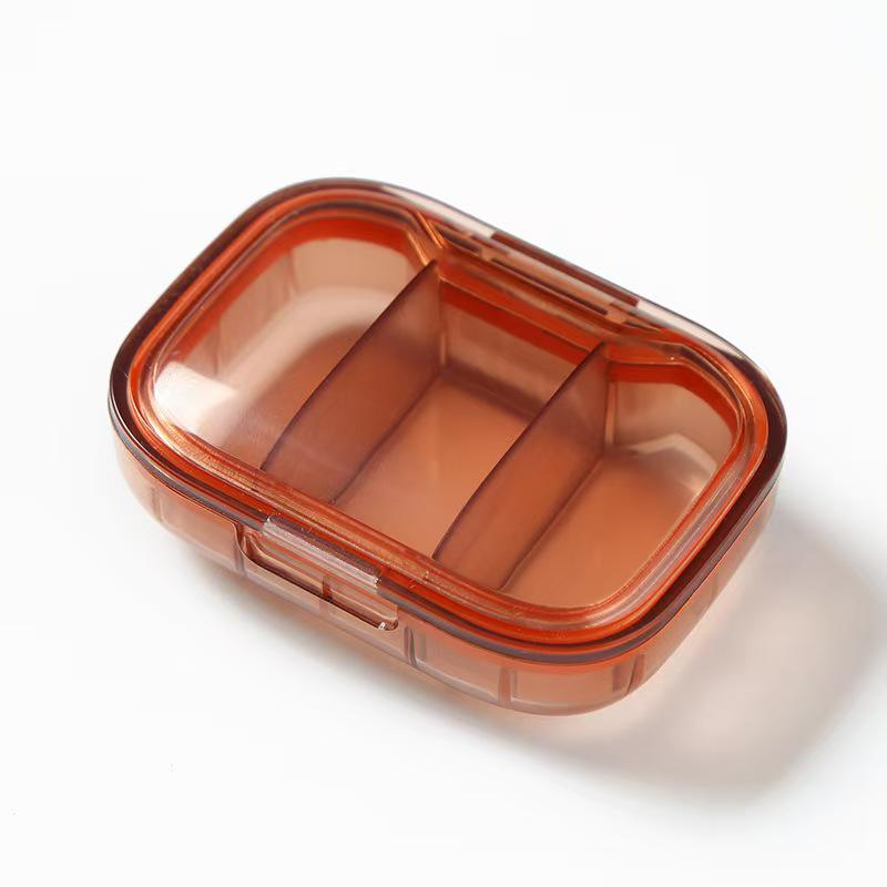 Large-Capacity Transparent Pill Storage Box with Three Compartments for Household Use