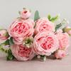 Beautiful Rose Peony Artificial Silk Flowers Small White Bouquet Vases for Home Party Winter Wedding Decoration Cheap Fake Plant