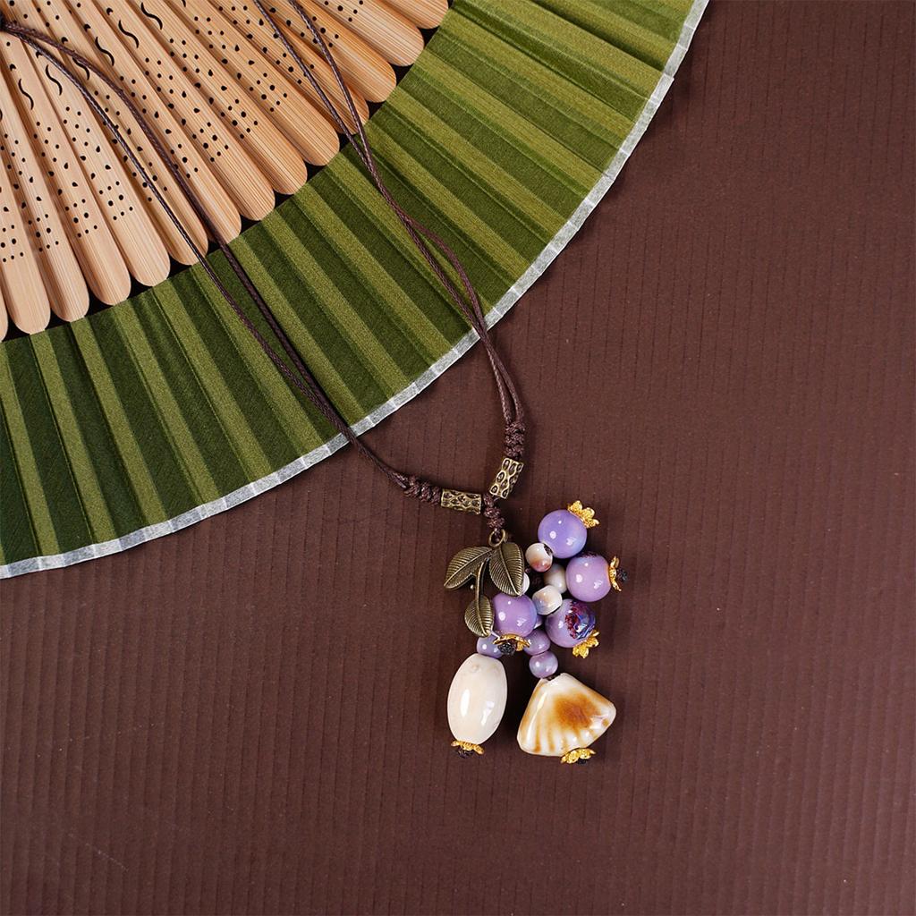 Handmade Ceramic Leaf Necklace Unique Designs Portable Jewelry With Adjustable Chain for Trendy Women Casual Wear