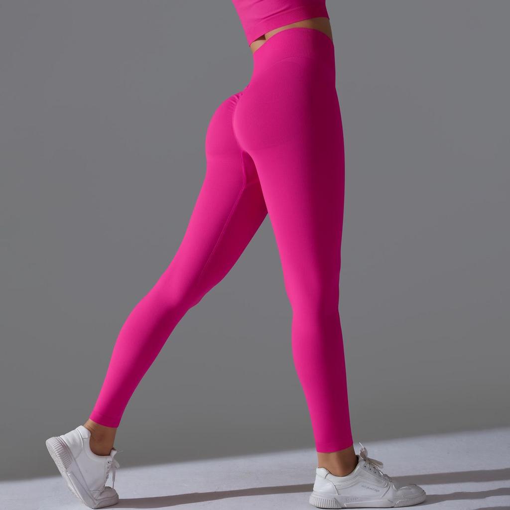 Seamless High-Waisted Yoga Pants with Peach Lift - Quick-Dry and Breathable for Running and Fitness