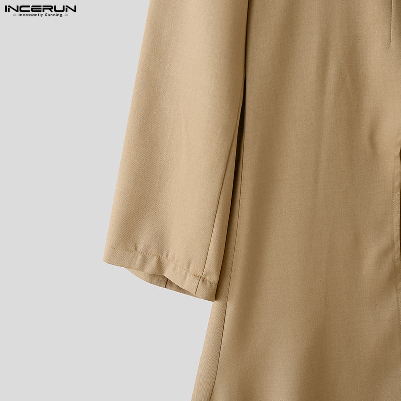 INCERUN Men Lapel Long Sleeve Irregular High Low Splits Ruffled Long Tunic Blazer Coats