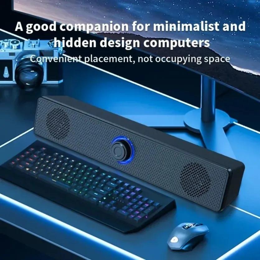 Bluetooth Computer Soundbar Speaker With Dual Speakers Powerful Bass Wired/Wireless Connection For PC Laptop Desktop