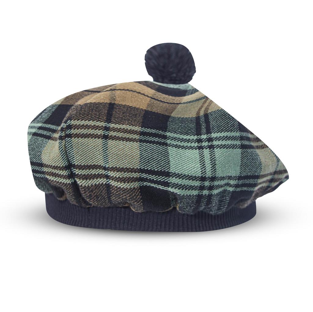 Scottish Beret Tam O Shanter Tammie Bonnet Tartan Hat Acrylic Wool Cap Pompom