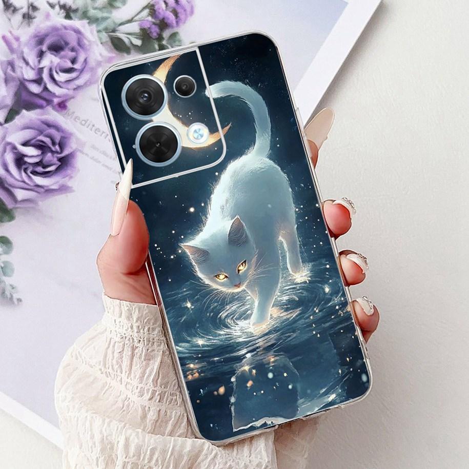 For OPPO Reno 8 Case CPH2359 Cover Cute Cartoon Cat Carp Lion Soft Silicone Shockproof Bumper For OPPO Reno8 Pro 5G CPH2357 Capa