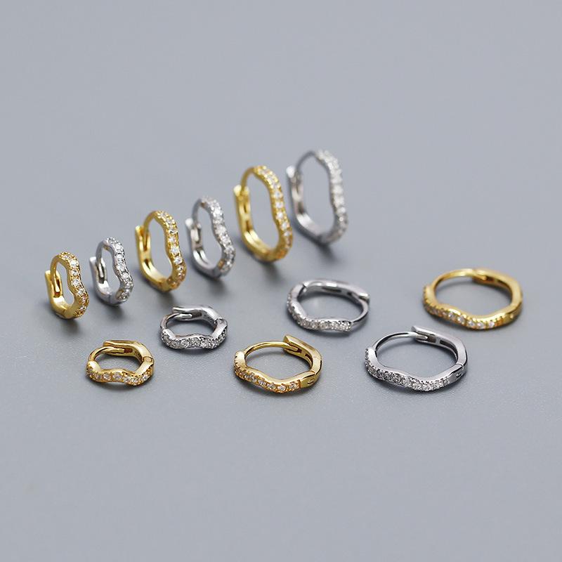 Sterling Silver Wave Ear Cuff with Diamonds - Elegant Stackable Women's Earrings