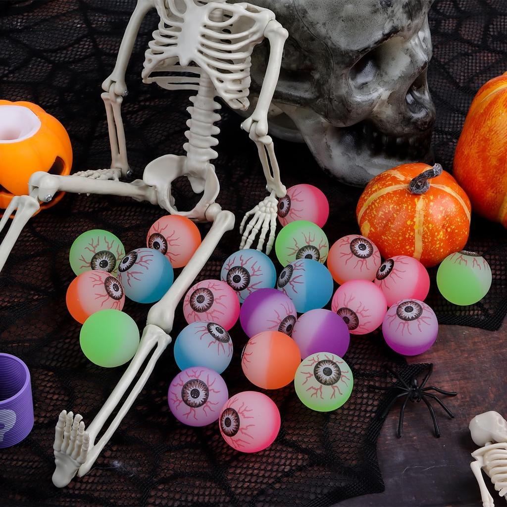 20Pcs Halloween Glowing Eyeballs Funny Bouncy Eyeballs Scary Eye Balls Toys For Kids Halloween Glowing Party Props 32Mm