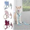 Pet Dog Leash Set With Bright Silk Large Bowknot Chest Harness For Small Dogs And Cats