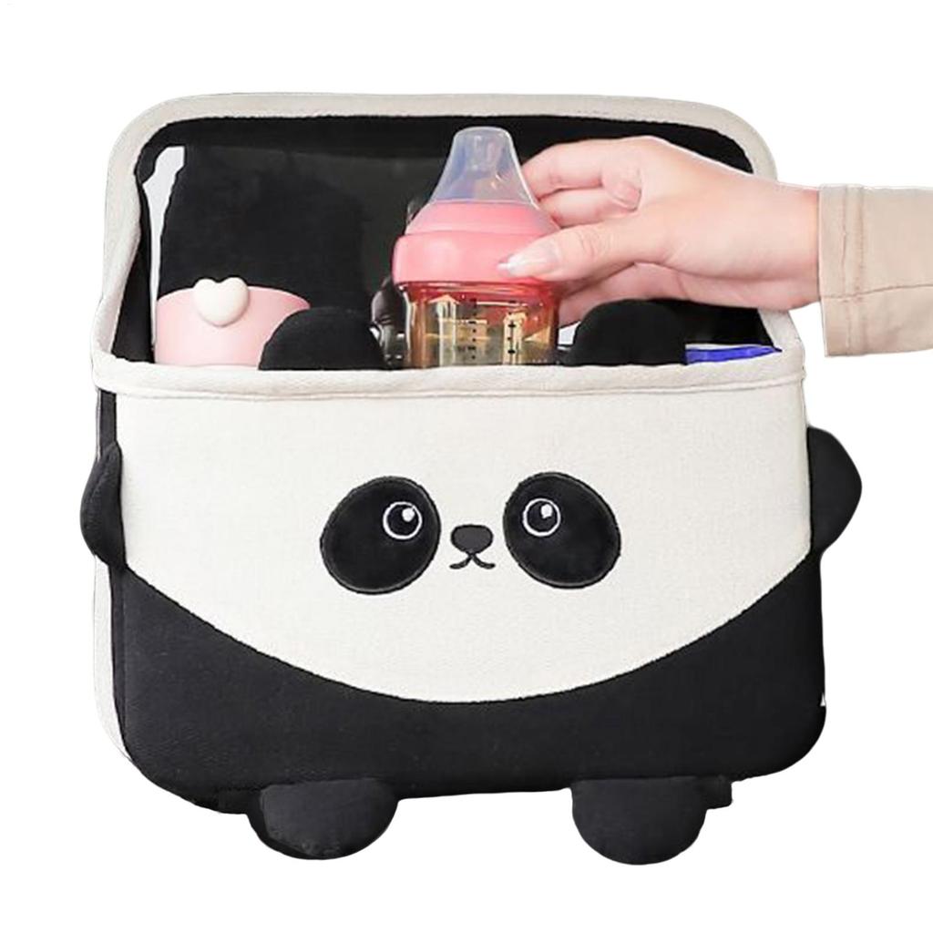 Car Back Seat Storage Box Cartoon Panda Backseat Trash Can Multifunctional Wear-Resistant Soft Plush Storage Bag Tissue Box