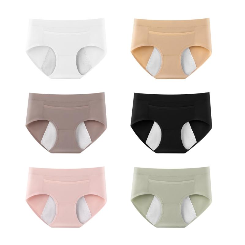Period Panties Women's Menstrual Underwear Waist Briefs with Front Pocket Design, Absorbent Gusset, Breathable Cotton Blend Wear