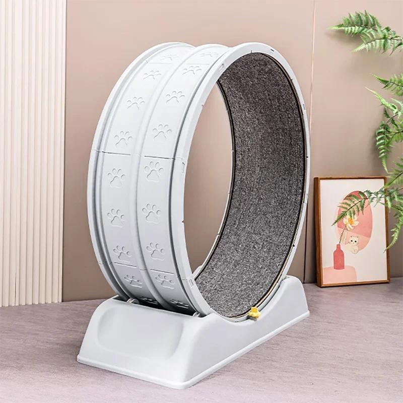 1pc Indoor Cat Roller Treadmill Silent Non-Electric Pet Exercise Wheel Cylindrical Tread Design Safe Ramp Promotes Pet Health