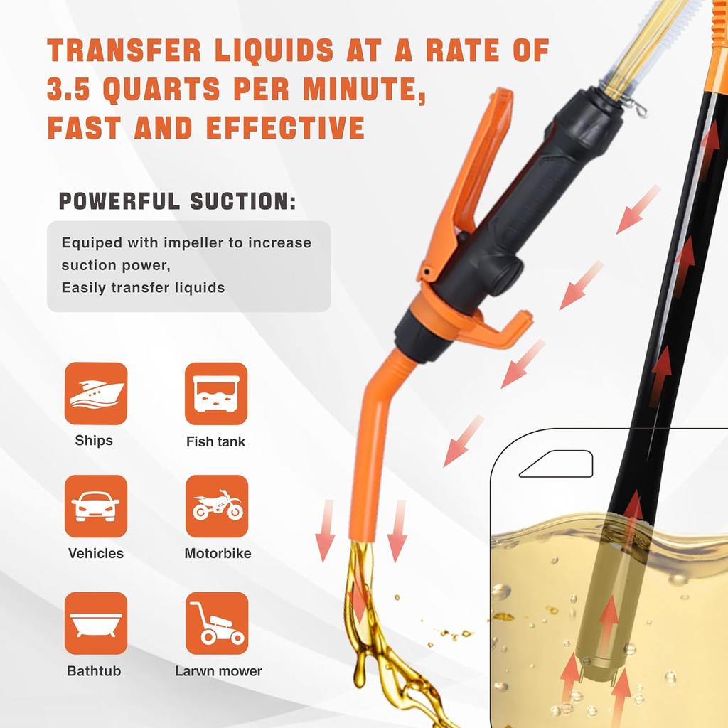 Portable Battery Operated Fuel Transfer Pump,Electric Siphon Pump For Gas,Water, Oil And Diesel Transfer-Orange