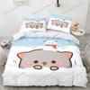 Lovely Peach Cat Cute Bedding Set Cartoon Anime Adult Kid Bedroom Soft Duvet Cover 3D Print Vibrant Kawaii Anime Cozy Set