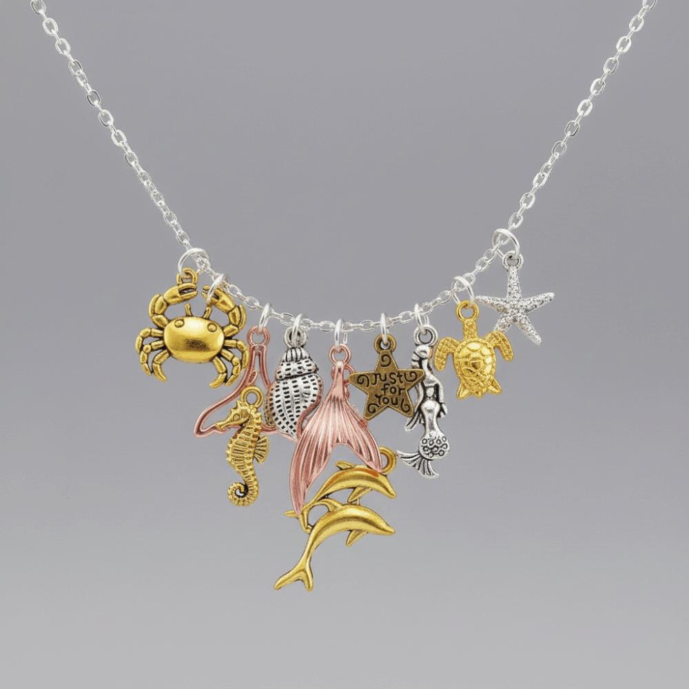 Golden Fish Marine Organism Charms Metal Scallop DIY Jewelry Accessories Daily