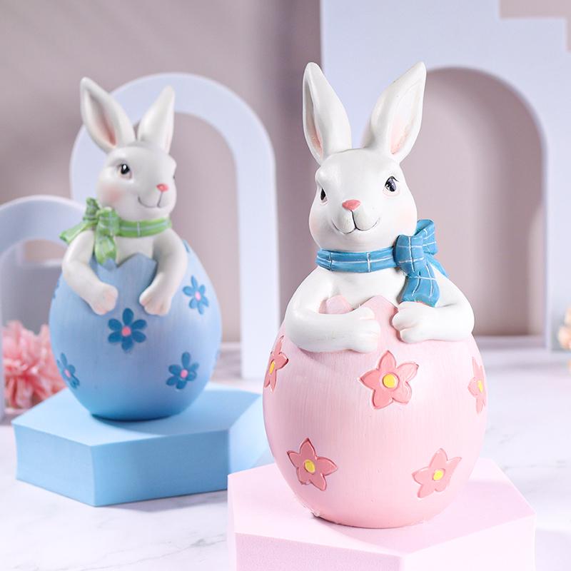 Rzeźba Zajączka Wielkanocnego, Urocza Statuetka Zwierzątka, Kreatywna Figurka Królika, Idealna na Święta Wielkanocne i Prezenty Imprezowe
