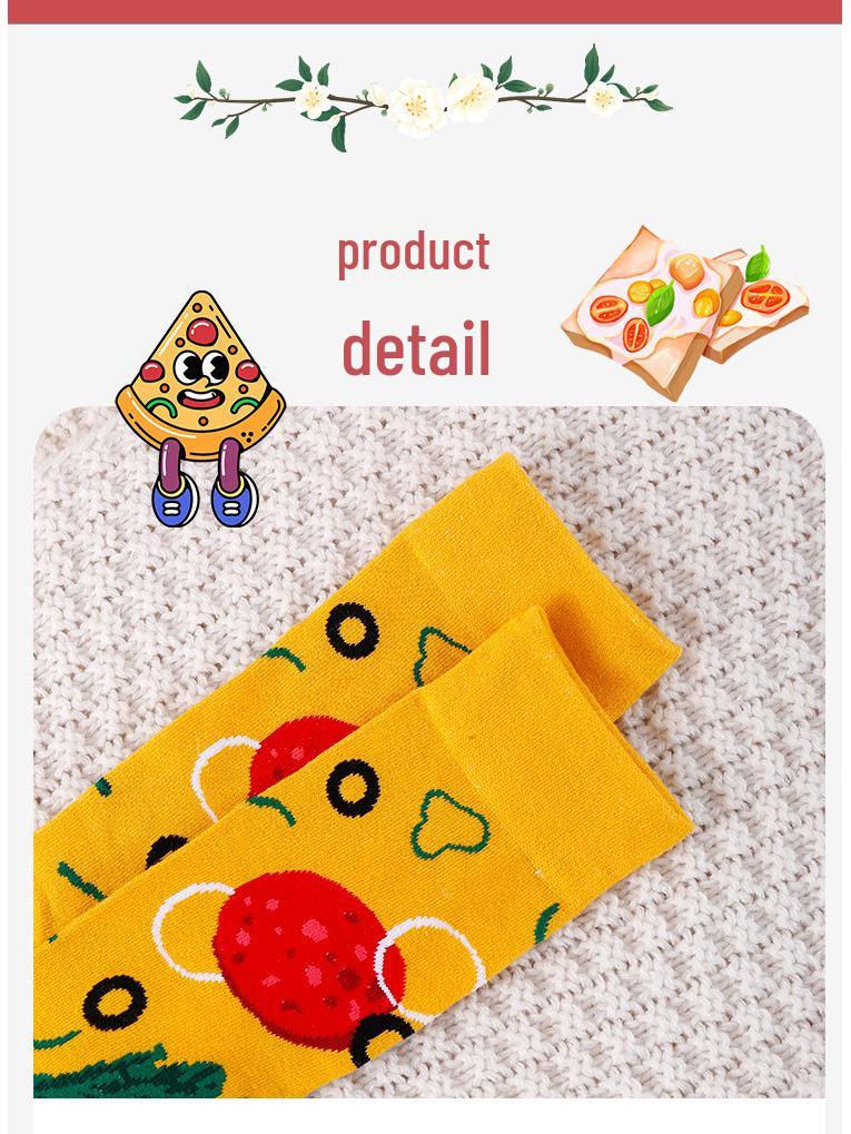 Pizza Box Novelty Cotton Socks – Unisex, Anti-Odor, Sweat-Absorbing, Breathable.