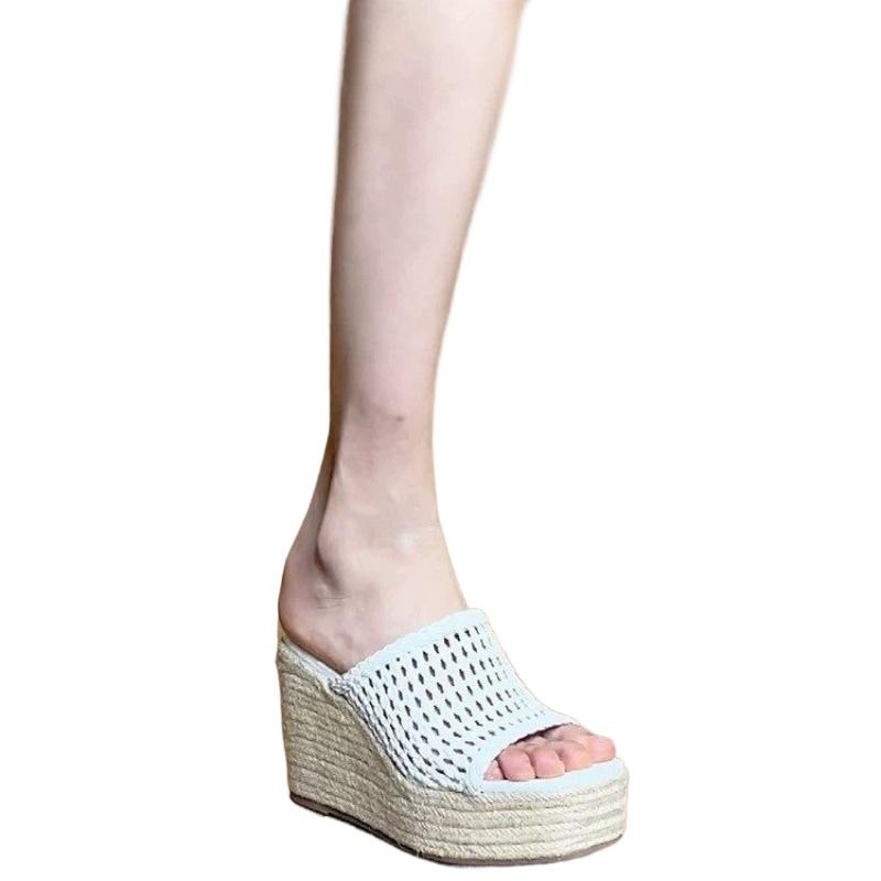 Fashion 2025 Summer New Mesh Women's Open Toe Slippers Round Toe Platform Wedges Sandals Outdoor Hollow Breathable Daily Casual Slippers