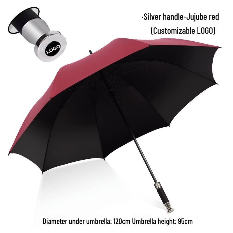 Wine Red Reinforced UV Protection Long Handle Umbrella