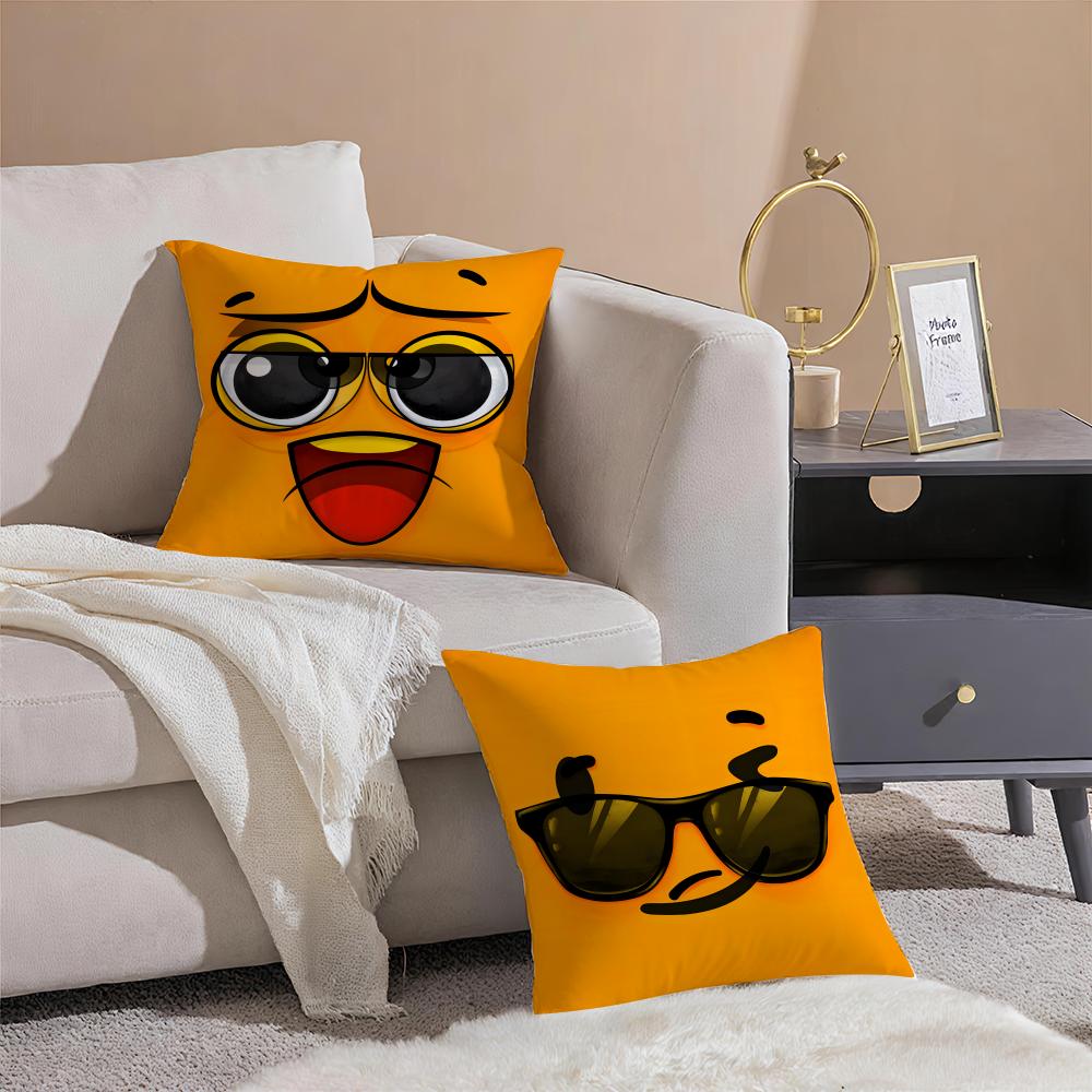 Cute Emotional Expressions Cushion Cover Anti-dustmite Pillowcase Invisible Zipper Silky Short Plush Sofa Cushion Cover