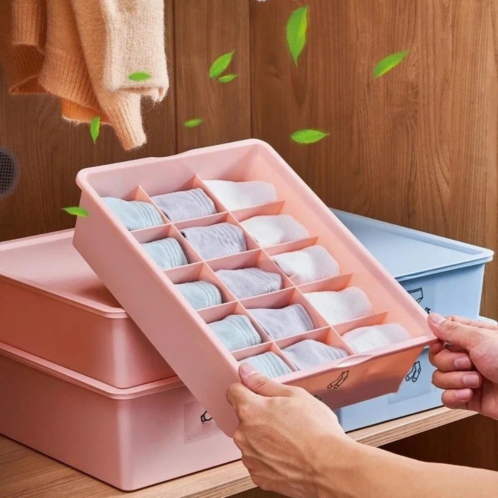 Stable Stacking Bra Drawer Organizer With Cover Socks Storage Box Compartment Organizer For Socks