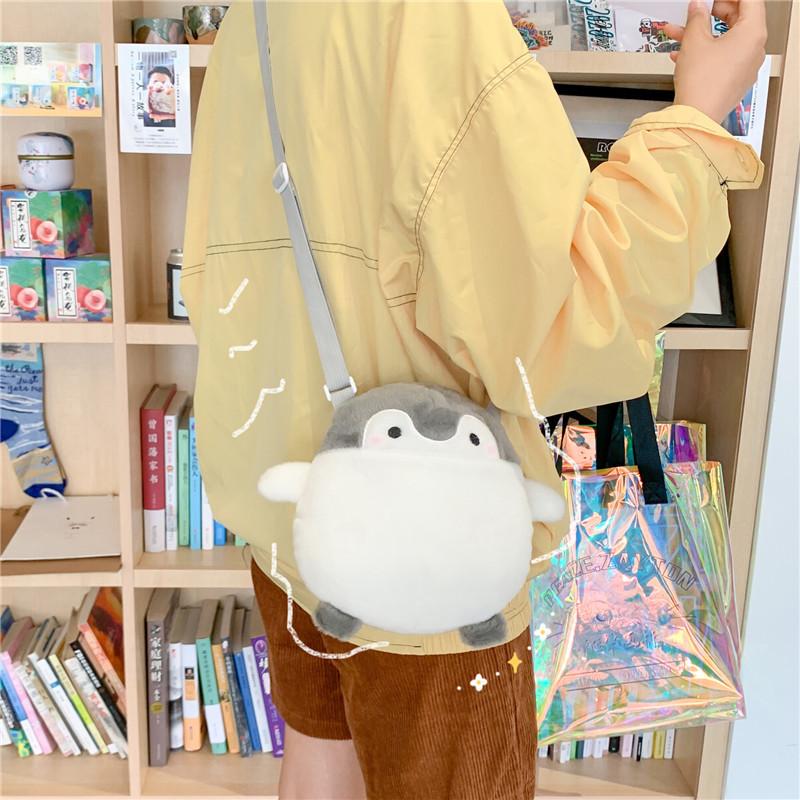 White Cartoon Penguin Cosplay Crossbody Bag With Nylon Lining And Inner Pocket For Teens