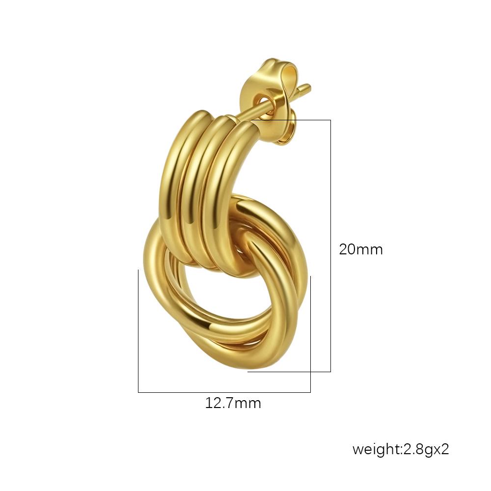 High-End Gold Stainless Steel Earrings for Women - Elegant Light Luxury Design