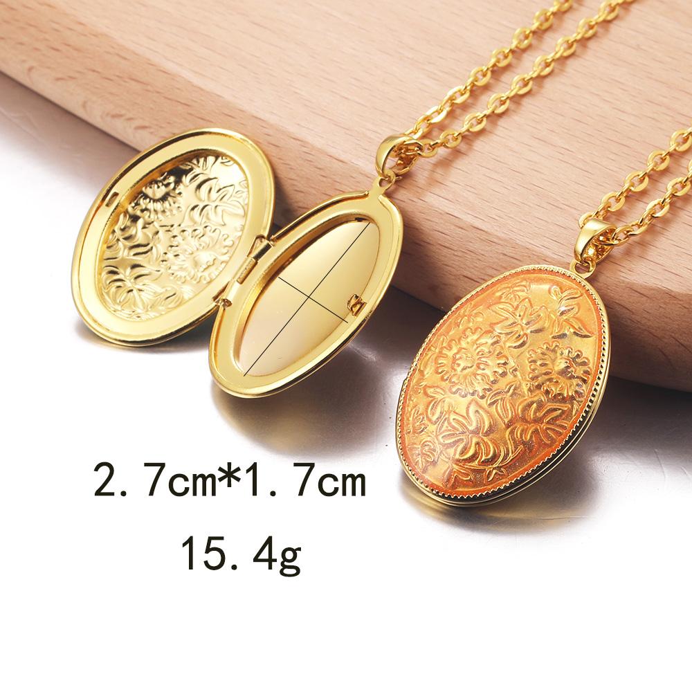 Golden Locket Pendant Mood Necklace Emotion Women Men Lovers Photo Frame Box Choker Necklaces Fashion Love Enamel Jewelry